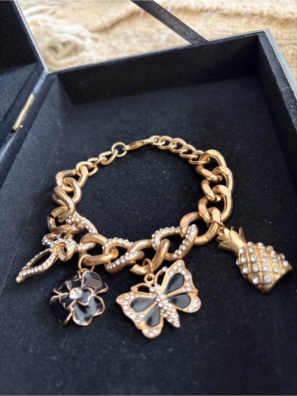 Gold Charm Link Bracelet - Women Jewelry